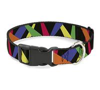 Buckle-Down Plastic Clip Collar - Spotlight Black/Multi Neon - 1" Wide - Fits 11-17" Neck - Medium