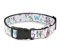 Buckle-Down Plastic Clip Collar - Stargazer White/Multi Color - 1/2" Wide - Fits 9-15" Neck - Large