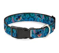 Buckle-Down Plastic Clip Collar - Stitch Expressions/Hibiscus Collage Green-Blue Fade - 1/2" Wide - Fits 6-9" Neck - Small