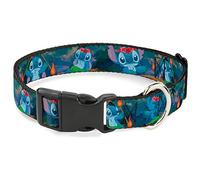 Buckle-Down Plastic Clip Collar - Stitch Hula Dance 5-Poses - 1" Wide - Fits 11-17" Neck - Medium