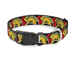 Buckle-Down Plastic Clip Collar - Taco Man - 1.5" Wide - Fits 16-23" Neck - Medium