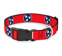 Buckle-Down Plastic Clip Collar - Tennessee Flag Stars Red/White/Blue - 1.5" Wide - Fits 18-32" Neck - Large