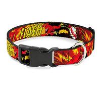 Buckle-Down Plastic Clip Collar - The Flash BOOM-KABOOM! - 1.5" Wide - Fits 18-32" Neck - Large