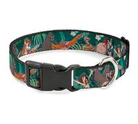Buckle-Down Plastic Clip Collar - The Jungle Book 8-Character Group Greens - 1" Wide - Fits 15-26" Neck - Large