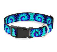 Buckle Down Plastic Clip Collar - Tie Dye Swirl Purples/Blues - 1.5" Wide - Fits 18-32" Neck - Large