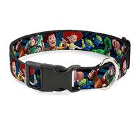 Buckle-Down Plastic Clip Collar - Toy Story Characters Running2 Denim Rays - 1.5" Wide - Fits 18-32" Neck - Large