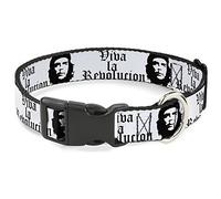 Buckle-Down Plastic Clip Collar - VIVA LA REVOLUCION Che White/Black - 1" Wide - Fits 11-17" Neck - Medium