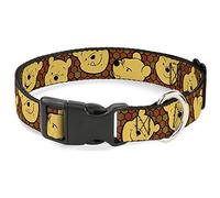 Buckle-Down Plastic Clip Collar - Winnie the Pooh Expressions/Honeycomb Black/Browns - 1" Wide - Fits 9-15" Neck - Small