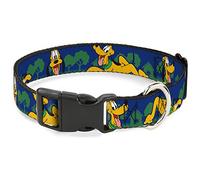 Buckle Down "Pluto 4-Poses/Landscape Plastic Clip Collar, Blue/Green, 1.5" Wide-Fits 16-23" Neck-Medium