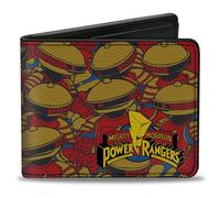 Buckle-Down Power Rangers Wallet, Bifold, MMPR Power Rangers Alpha 5 Pose Stacked, Vegan Leather, Red, 4.0" x 3.5", Casual