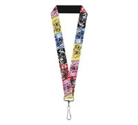 Power Rangers Lanyard, Power Rangers Pose With Zord and Icon Blocks Multi Color, Elastic