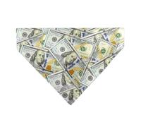 Buckle-Down Premium Durable Fabric Pet Dog Scarf, Hankerchief, Bibs, Slip On Collar Bandanas- Vivid 100 Dollar Bills Stacked