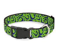 Buckle-Down "Question Mark Scattered" Plastic Clip Collar, Green/Purple, 1" Wide-Fits 15-26" Neck-Large