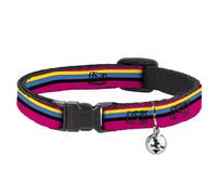 Buckle Down Racing Stripes Breakaway Cat Collar with Bell, Plastic Clip, Easy Adjustable- 8.5 to 12 Inches 0.5 Inch Wide