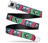 Buckle-Down Rick and Morty Belt, Seatbelt Buckle Belt, Rick and Morty Circuit Faces Portal Gun, Mens Womens Kids Adjustable, Rick and Morty, 1.5" Wide - Fits Pant Size 32-52