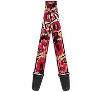 Buckle-Down Rick and Morty Guitar Strap, Rick and Morty Anatomy Park Collage Reds Black, 2 Inches Wide, Multi-color, 2" Wide - 29-54" Length