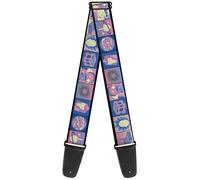 Buckle-Down Rick and Morty Guitar Strap, Rick and Morty Character Pose and Icon Blocks Pinks Blues, 2 Inches Wide
