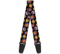 Buckle-Down Rick and Morty Guitar Strap, Rick and Morty Vaporwave Expressions Scattered Multi Color, 2 Inches Wide, Multi-color, 2" Wide - 29-54" Length
