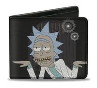 Buckle-Down Rick and Morty Wallet, Bifold, Rick and Morth Rick Get Schwifty Quotes Black White, Vegan Leather, Black, 4.0" x 3.5", Casual