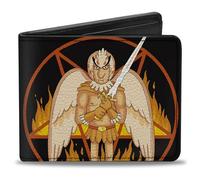 Buckle-Down Rick and Morty Wallet, Bifold, Rick and Morty Bird Person Pentagram Fire Pose Black Reds, Vegan Leather