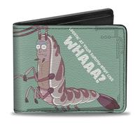 Buckle-Down Rick and Morty Wallet, Bifold, Rick and Morty Looking at Your Shrimp Body Pose Light Blue, Vegan Leather