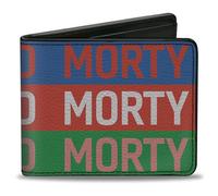 Buckle-Down Rick and Morty Wallet, Bifold, Rick and Morty Text Stripe Multi Color, Vegan Leather, Multicolor, 4.0" x 3.5", Casual