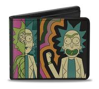 Buckle-Down Rick and Morty Wallet, Bifold, Rick Genius Body Scan Blocks Black Multi Color, Vegan Leather