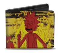 Buckle-Down Rick and Morty Wallet, Bifold, Rick I Always Slay Queen Flames Pose Yellow Red, Vegan Leather