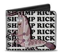 Buckle-Down Rick and Morty Wallet, Bifold, Shrimp Rick Pose and Text White Black, Vegan Leather