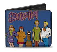 Buckle-Down Scooby Doo Bifold Wallet | Scooby-Doo Mystery Machine and Character Group Pose Blue Billfold Credit Card and ID Slots Vegan Leather