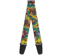 Buckle-Down Scooby Doo Guitar Strap, Scooby Doo and Shaggy Poses Munchies Tie Dye Multi Color, 2 Inches Wide, Multicolor, 2" Wide - 29-54" Length
