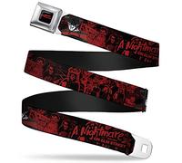 Buckle-Down Seatbelt Belt - A NIGHTMARE ON ELM STREET Freddy Pose/Sketch Black/Red - 1.0" Wide - 20-36 Inches in Length