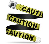 Buckle-Down Seatbelt Belt - CAUTION Yellow/Black - 1.0" Wide - 20-36 Inches in Length, Multicolor, 1.0" Wide - 20-36" in Length