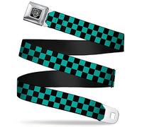 Buckle Down Seatbelt Belt - Checker Black/Teal - 1.0" Wide - 20-36 Inches in Length