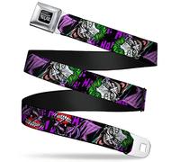 Buckle Down Seatbelt Belt - Detective Comics Joker Holding Teeth Issue 23.1 Cover Pose/HA! HA! HA! Black/Purples - 1.5" Wide - 24-38 Inches in Length