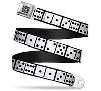 Buckle-Down Seatbelt Belt - Dominoes Black/White/Black - 1.5" Wide - 24-38 Inches in Length, Multicolor, Large