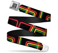 Buckle-Down Belt's Seatbelt Rasta Regular, Multicolor, Large