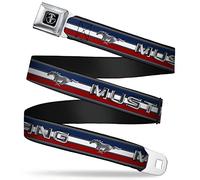 Buckle-Down Seatbelt Belt - Mustang/Text w/Tri-Bar Stripe - 1.0" Wide - 20-36 Inches in Length