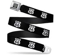 Buckle Down Unisex's Seatbelt Belt XL, Route 66 Highway Sign Repeat Black/White, 32-52"