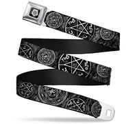 Buckle-Down Seatbelt Belt Supernatural Regular,Supernatural Devil's Trap Pentagrams Gray/Black/White,1.5" Wide-24-38 Inches-L, Multicolor, Regular