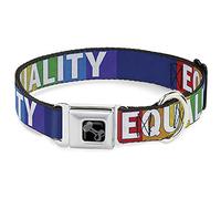Buckle-Down Seatbelt Buckle Collar, Equality Blocks Rainbow/Blue/White, 9 to 15 Inch Neck Size x 1.0 Inch Width