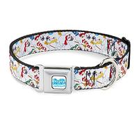 Buckle-Down Seatbelt Buckle Collar, Frosty The Snowman Pose Scattered White/Multicolour, 16 to 23 Inches Length x 1.5 Inch Wide