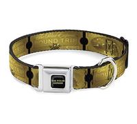 Buckle-Down Seatbelt Buckle Collar, The Polar Express Round Trip Ticket Black/Gold, 18 to 32 Inches Length x 1.5 Inch Wide