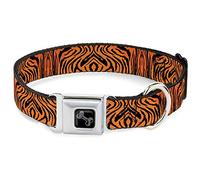 Buckle-Down Seatbelt Buckle Collar, Tiger 2 Orange/Black, 15 to 26 Inches Length x 1.0 Inch Wide