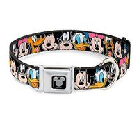 Buckle-Down Seatbelt Buckle Dog Collar - Classic Disney Character Faces Black - 1" Wide - Fits 15-26" Neck - Large