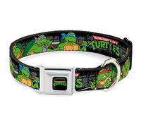 Buckle-Down Seatbelt Buckle Dog Collar - Classic TMNT Group Pose4 in Sewer/TMNT Logo - 1.5" Wide - Fits 18-32" Neck - Large