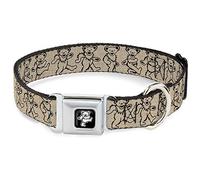 Buckle-Down Seatbelt Buckle Dog Collar - Dancing Bears Hemp/Black - 1" Wide - Fits 15-26" Neck - Large