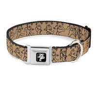 Buckle-Down Seatbelt Buckle Dog Collar - Dancing Bears Tan/Black - 1.5" Wide - Fits 13-18" Neck - Small