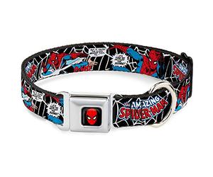 Buckle-Down Seatbelt Buckle Dog Collar - JRNY-Spider-Man in Action2 w/AMAZING SPIDER-MAN - 1" Wide - Fits 15-26" Neck - Large