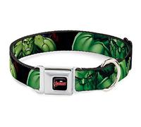Buckle-Down Seatbelt Buckle Dog Collar - Marvel Hulk CLOSE-UP Poses - 1.5" Wide - Fits 18-32" Neck - Large